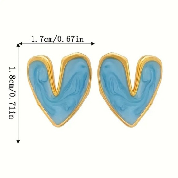 ✨Free People Sky Blue Heart Gold Post Earrings - Picture 3 of 5